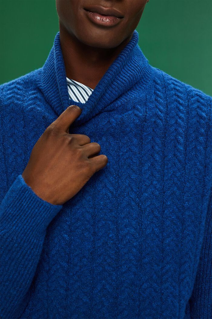 Pullover dolcevita in maglia intrecciata, BRIGHT BLUE, detail image number 2