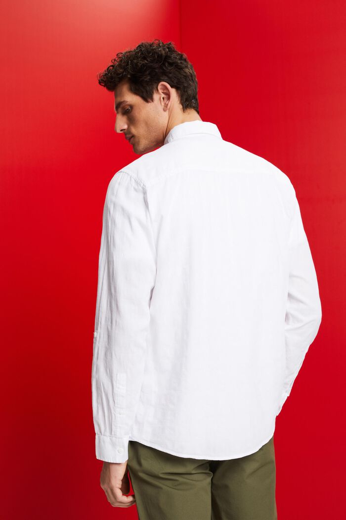 Camicia in cotone strutturato, WHITE, detail image number 3