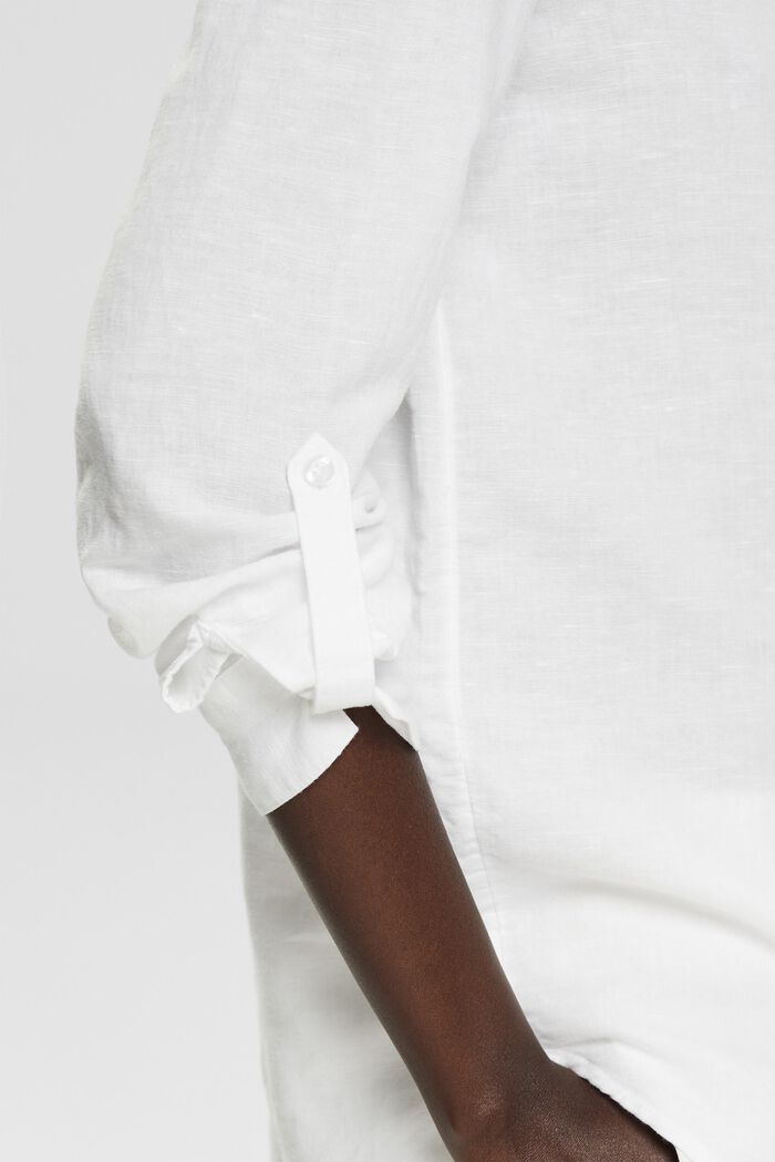 Blusa oversize in misto lino, WHITE, detail image number 5