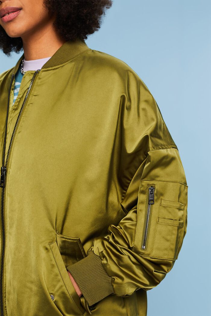 Giacca bomber in raso, OLIVE, detail image number 2