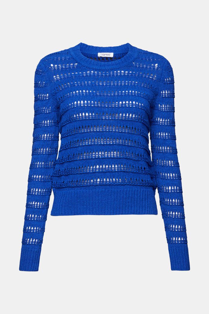 Pullover in maglia traforata, BRIGHT BLUE, detail image number 5