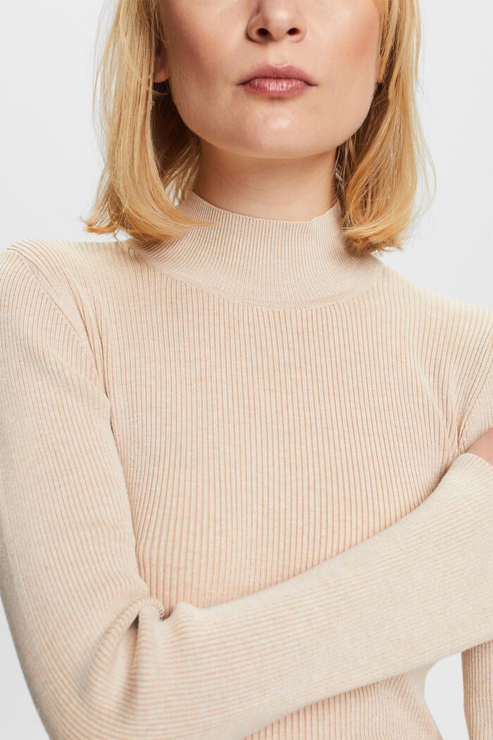 Pullover a lupetto in maglia a coste, DUSTY NUDE, detail image number 3