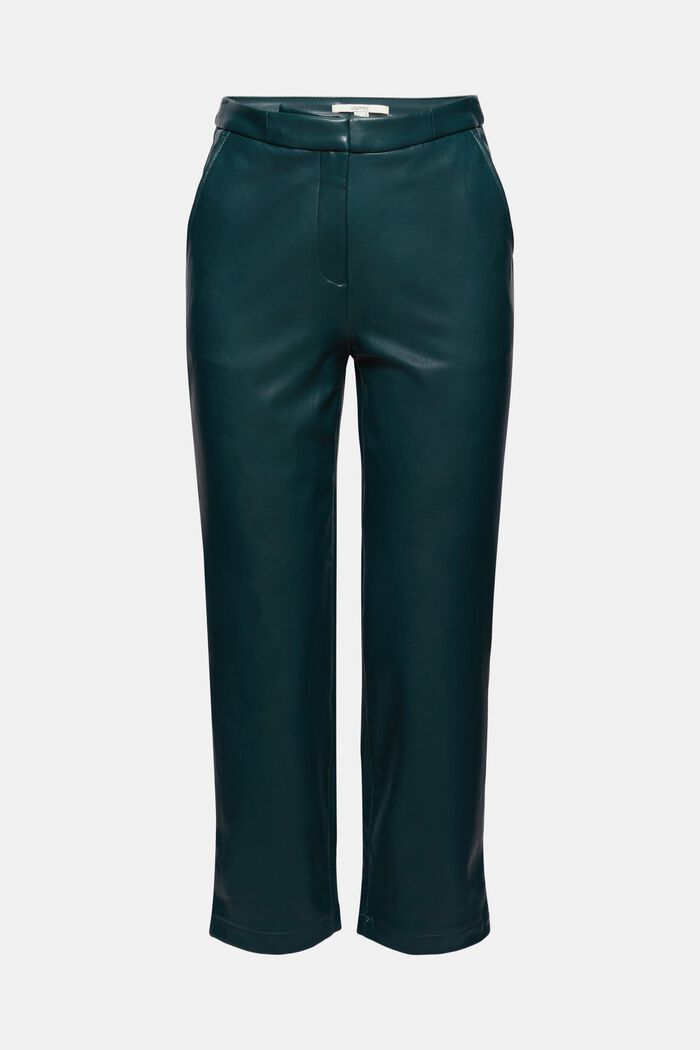 Pantaloni cropped in similpelle, DARK TEAL GREEN, detail image number 7
