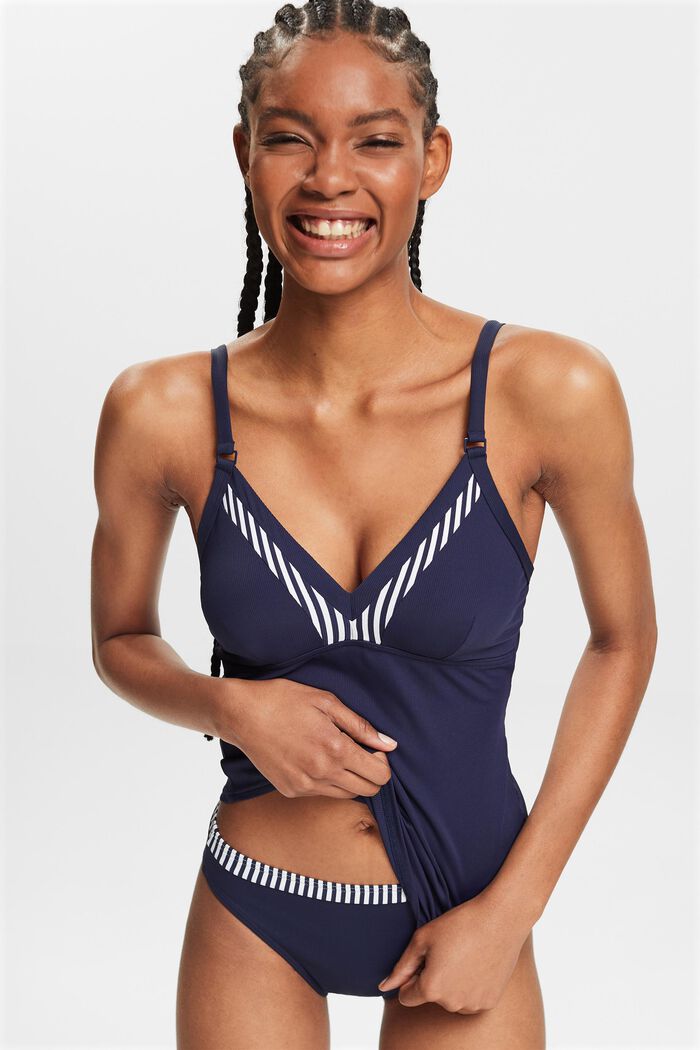 Top da tankini a righe, NAVY, detail image number 4