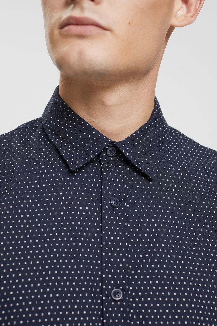 Camicia a fantasia in cotone sostenibile, NAVY, detail image number 0