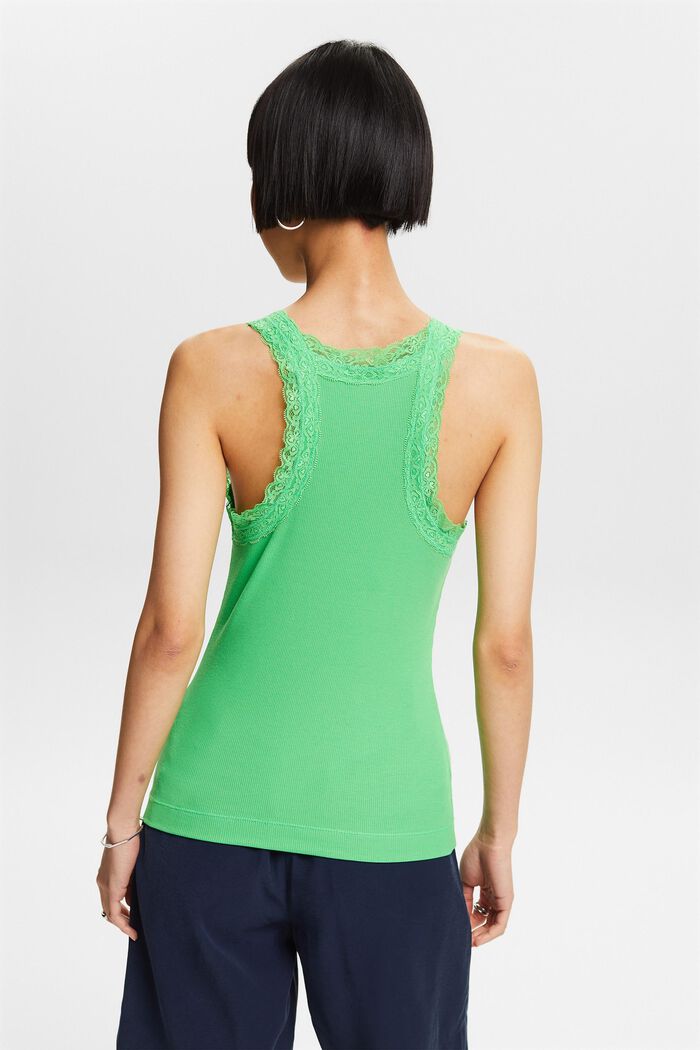 Top con pizzo in jersey di maglia a coste, CITRUS GREEN, detail image number 2