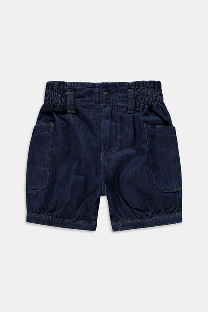 Shorts in denim con vita elastica, 100% cotone