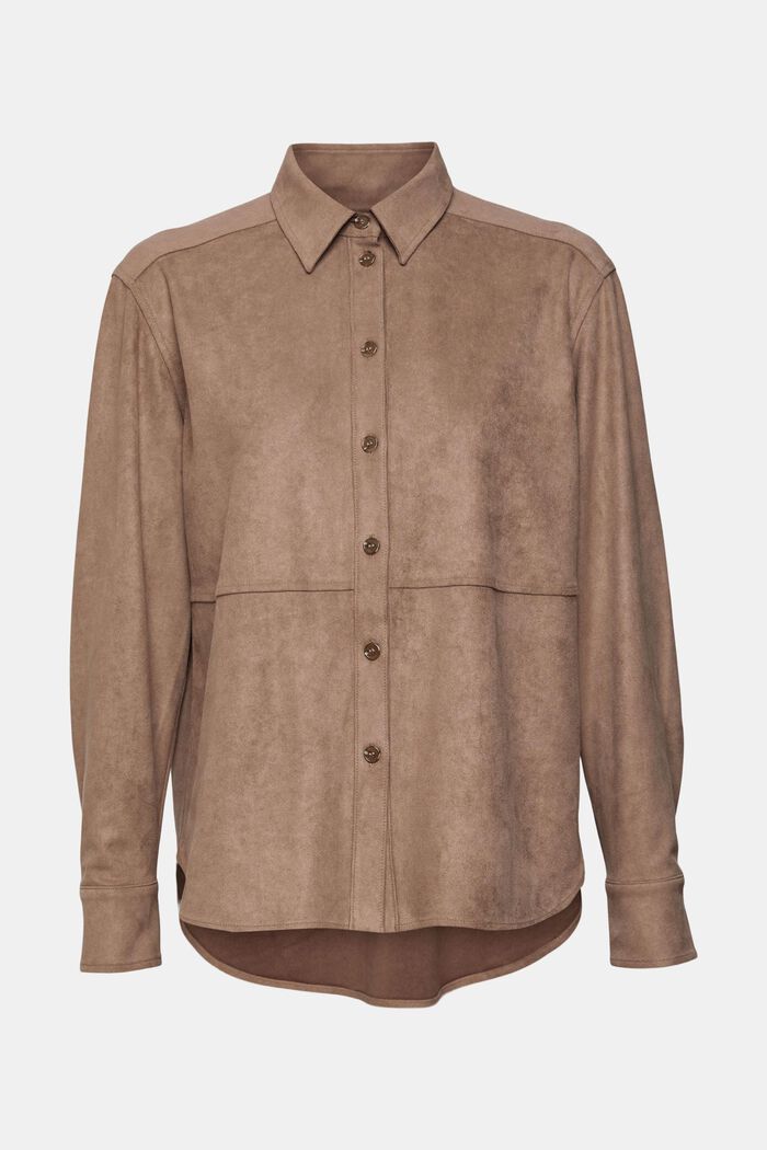 Blusa in similpelle scamosciata, TAUPE, detail image number 2