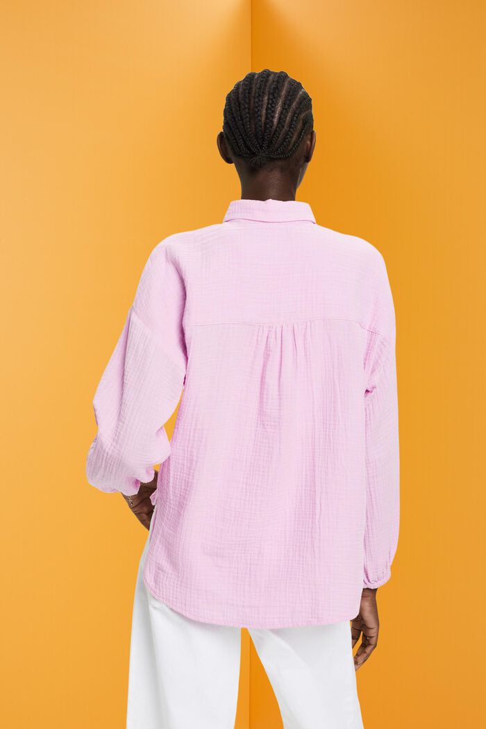 Blusa strutturata in cotone, LILAC, detail image number 3