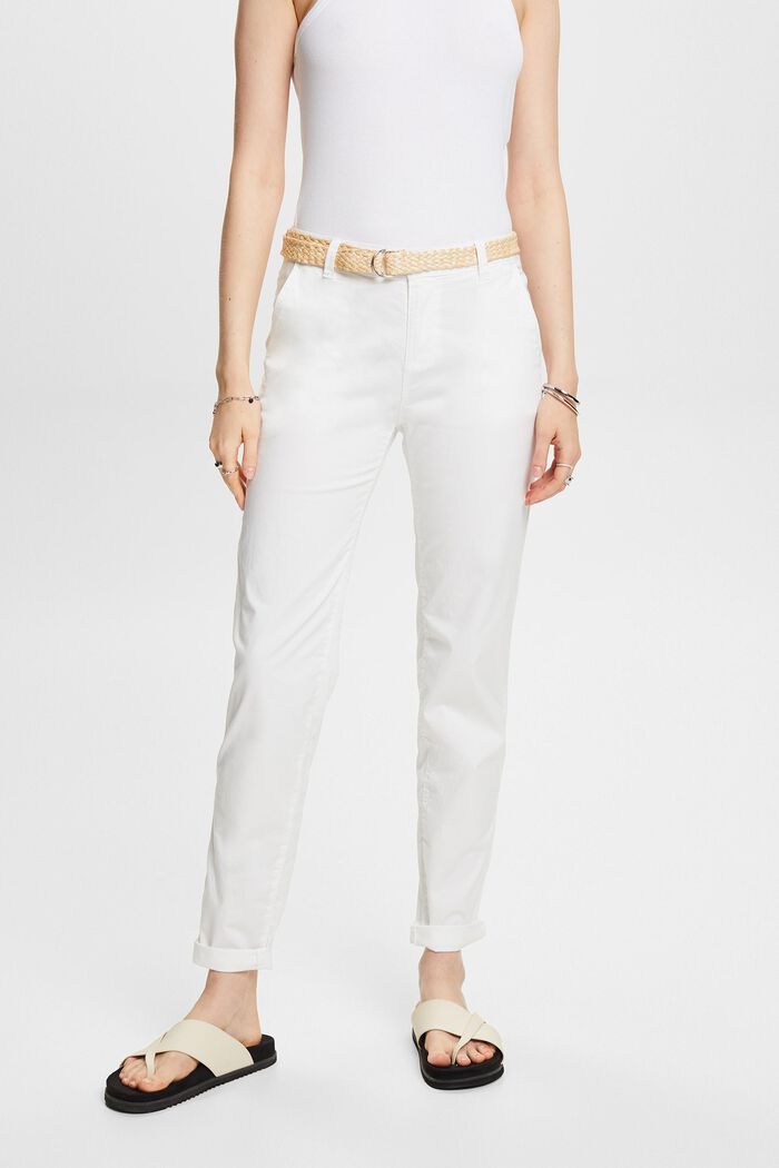 Pantaloni chino con cintura, WHITE, detail image number 0