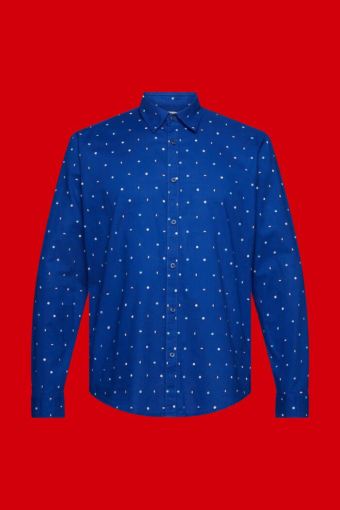Camicia in cotone fiammato con motivo a pois a forma di luna, INK, detail image number 5