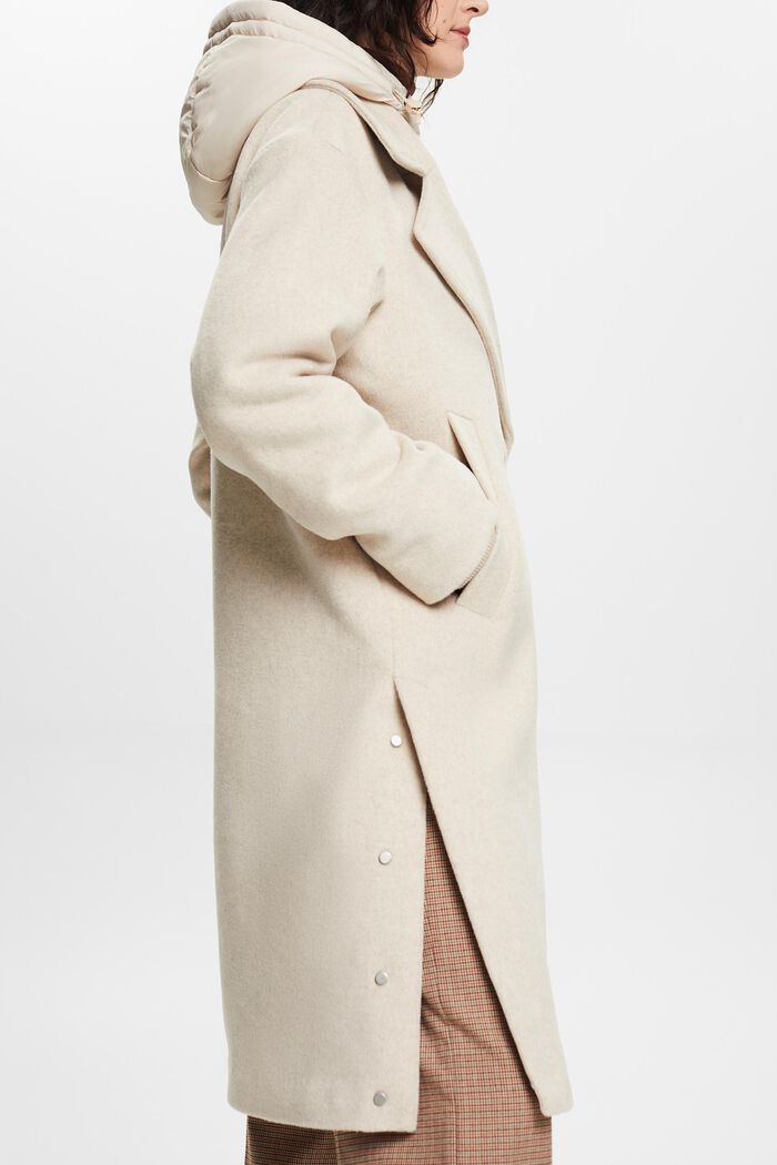 Cappotto in misto lana imbottito con cappuccio rimovibile, ICE, detail image number 4