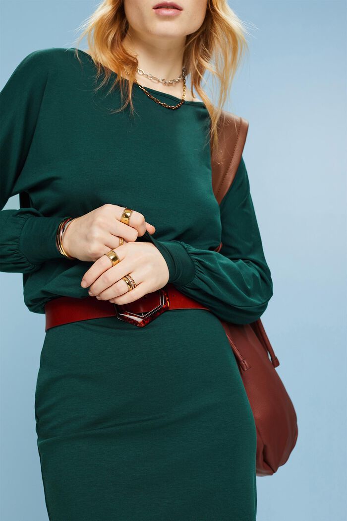 Abito mini in jersey, EMERALD GREEN, detail image number 3