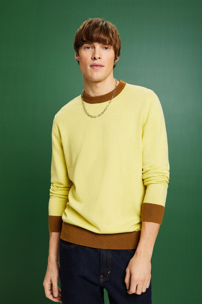 Pullover girocollo a maglia, BRIGHT YELLOW, detail image number 0