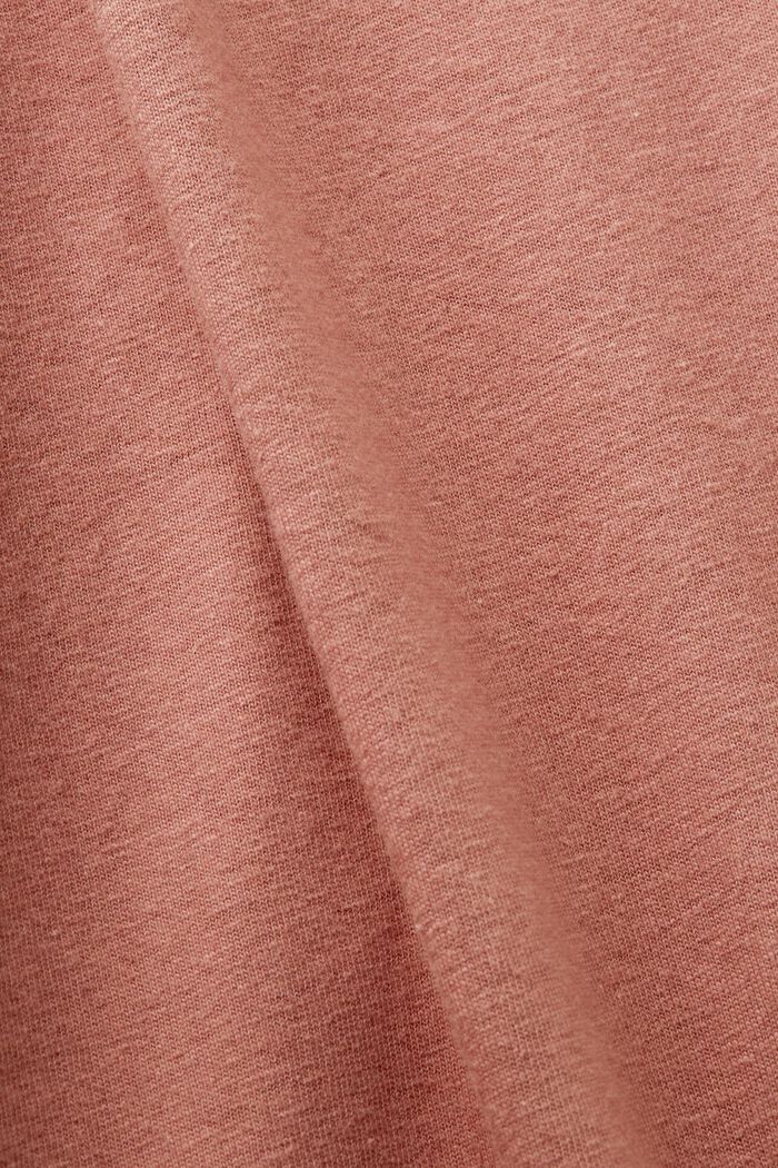T-shirt in jersey, misto cotone e lino, DARK OLD PINK, detail image number 5