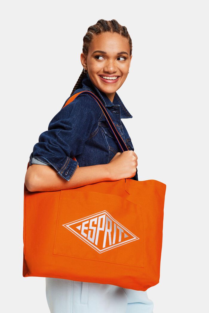 Tote Bag con logo in canvas, RED ORANGE, detail image number 5