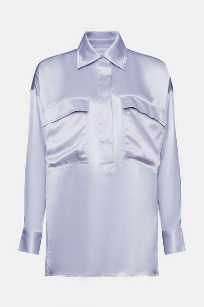 Camicia blusata in raso di seta