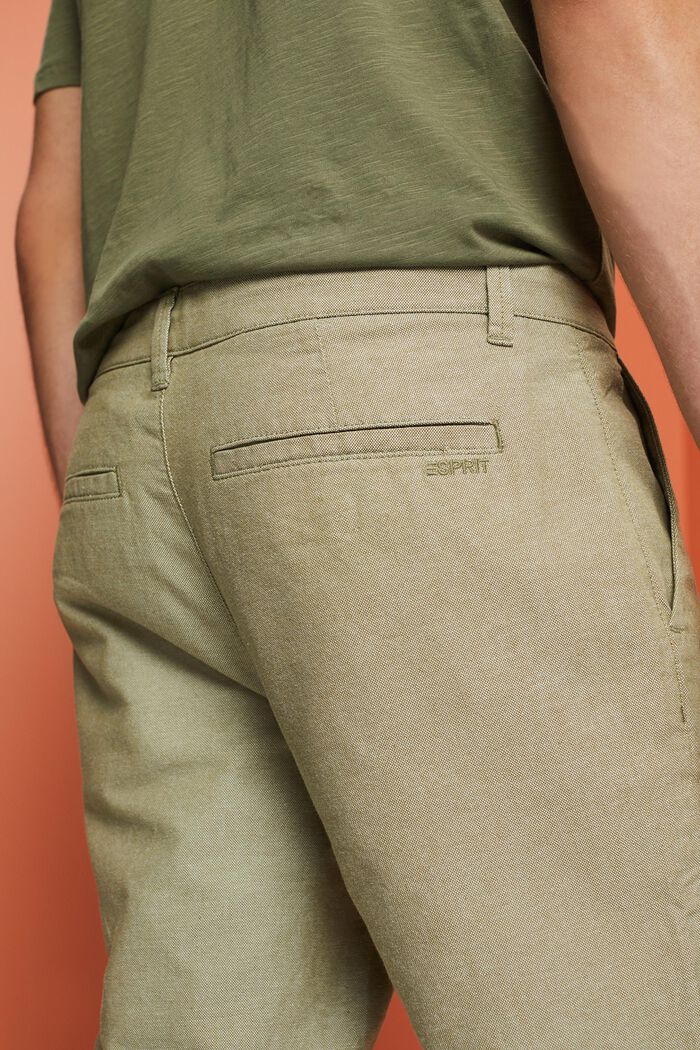 Pantaloni chino strutturati, 100% cotone, OLIVE, detail image number 4