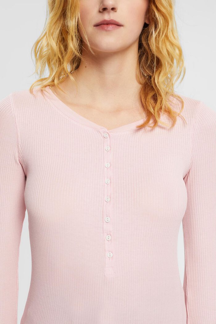 Maglia a maniche lunghe in stile henley, LIGHT PINK, detail image number 0