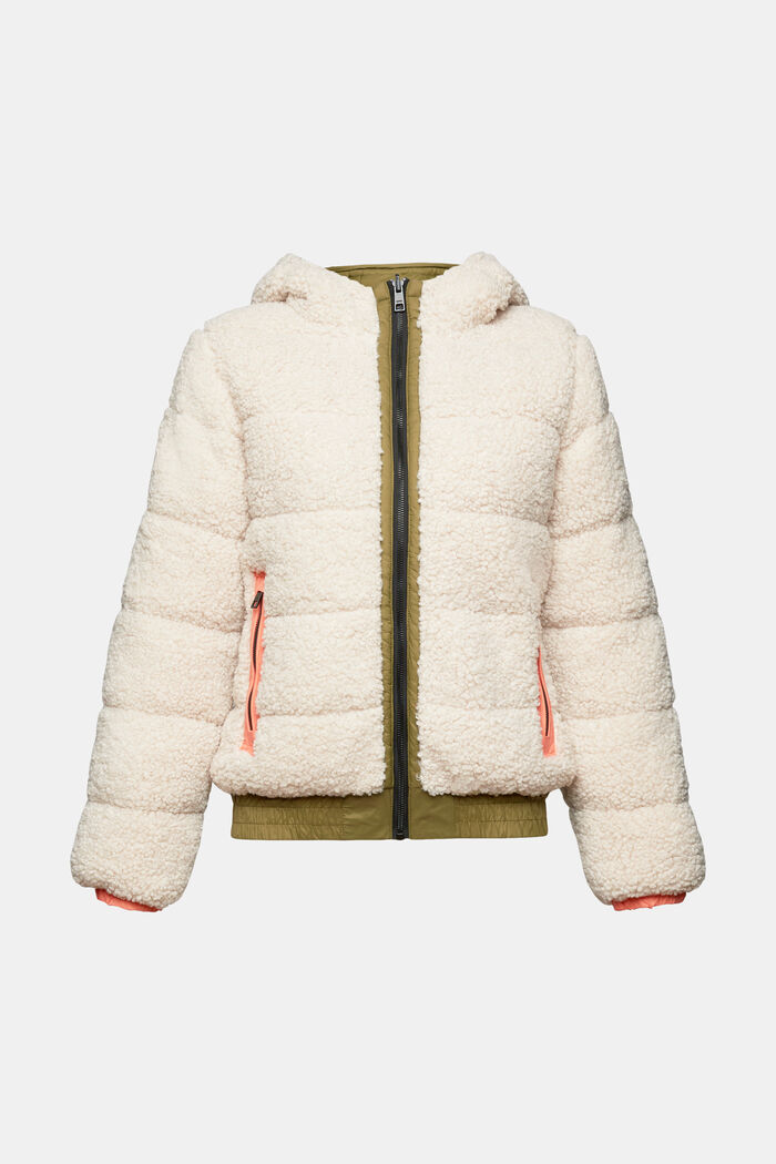 Riciclato: giacca reversibile con pelliccia teddy, CREAM BEIGE, detail image number 5