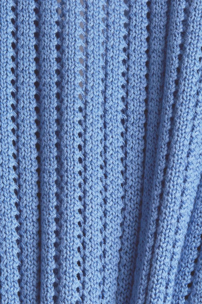 Cardigan con maglia traforata, cotone biologico, LIGHT BLUE LAVENDER, detail image number 1