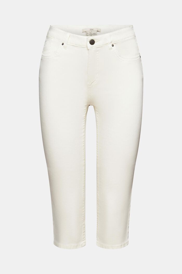 Pantaloni capri in cotone biologico, WHITE, detail image number 1