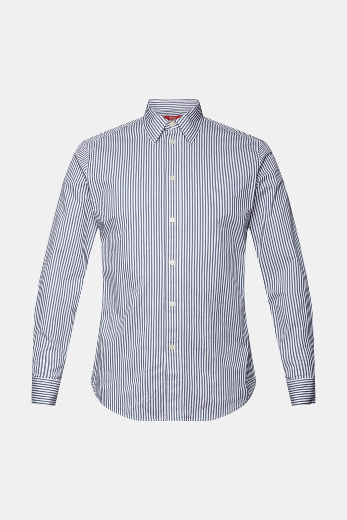 Camicia a righe in popeline di cotone, GREY BLUE, detail image number 6