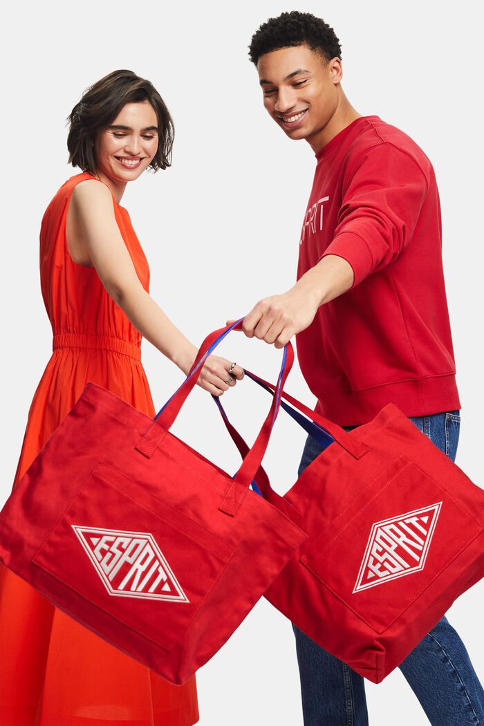 Tote Bag con logo in canvas, DARK RED, detail image number 4