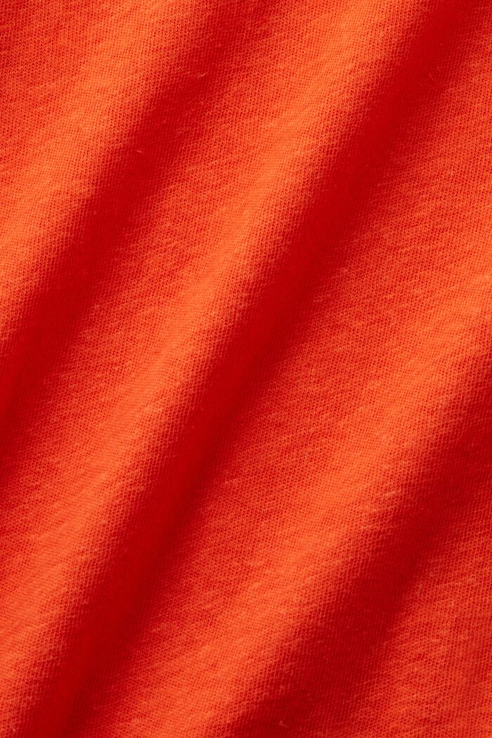 T-shirt in cotone e lino, BRIGHT ORANGE, detail image number 5