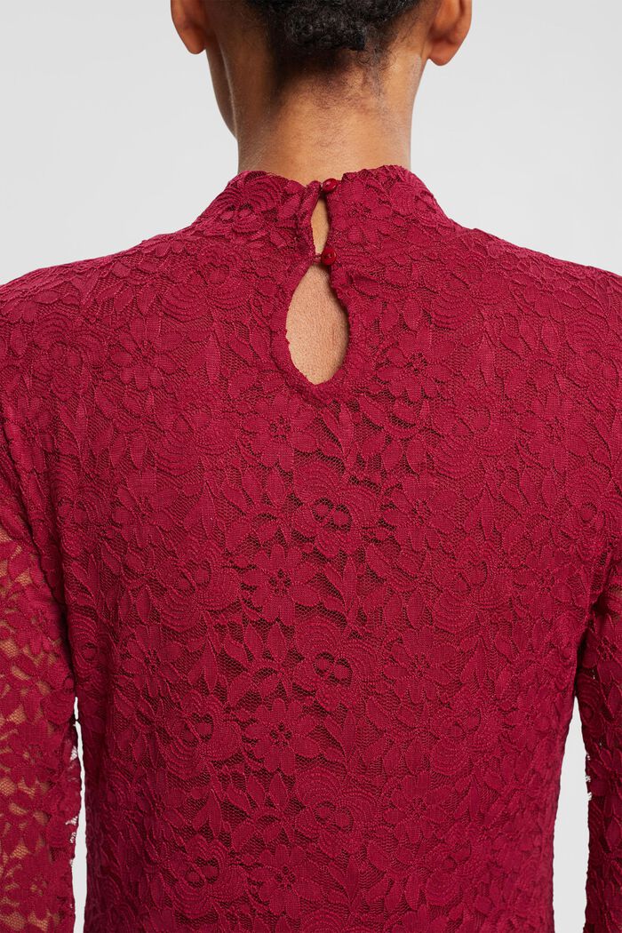 Abito mini in pizzo, CHERRY RED, detail image number 4