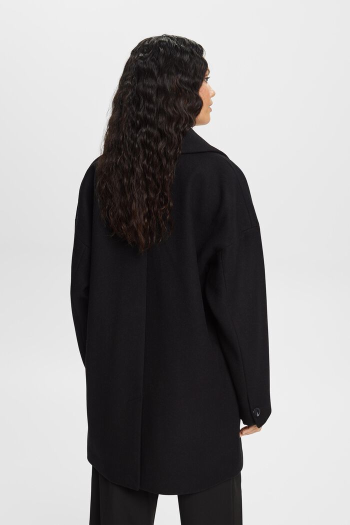 In materiale riciclato: cappotto in misto lana, BLACK, detail image number 3