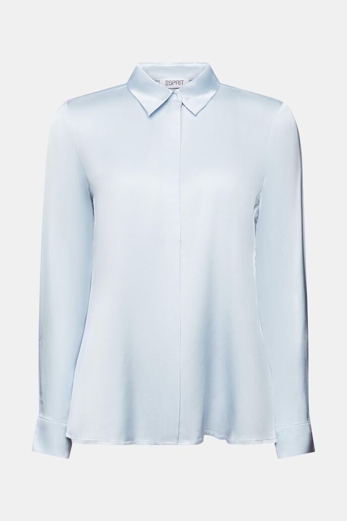 Blusa in raso a maniche lunghe, LIGHT BLUE, detail image number 6