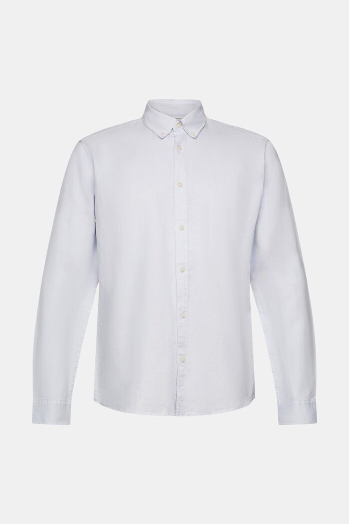 Camicia button-down in misto cotone e lino, LIGHT BLUE, detail image number 5