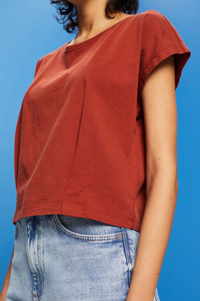 T-shirt cropped con pieghe, TERRACOTTA, detail image number 2