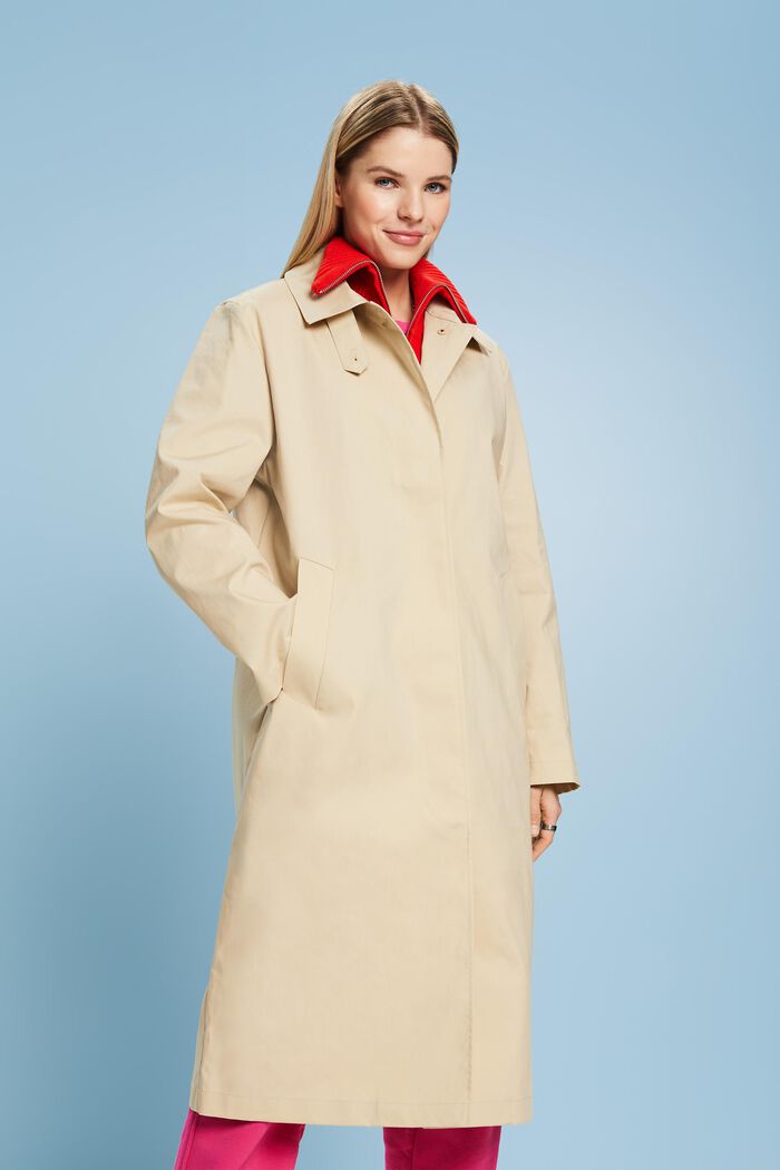 Cappotto midi stile car coat, LIGHT BEIGE, detail image number 0