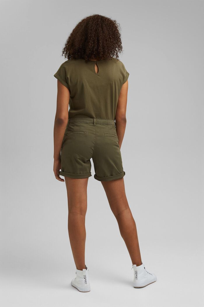 Shorts chino in cotone Pima biologico stretch, KHAKI GREEN, detail image number 3