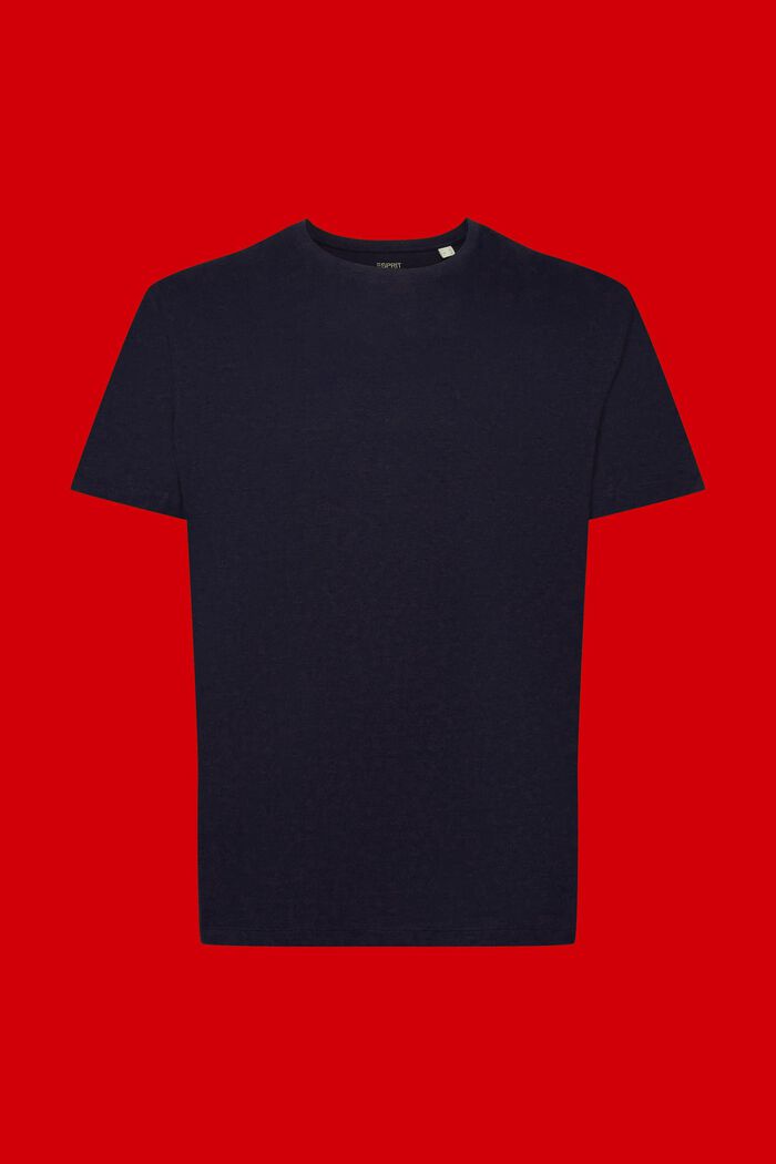 T-shirt in jersey, misto cotone e lino, NAVY, detail image number 6