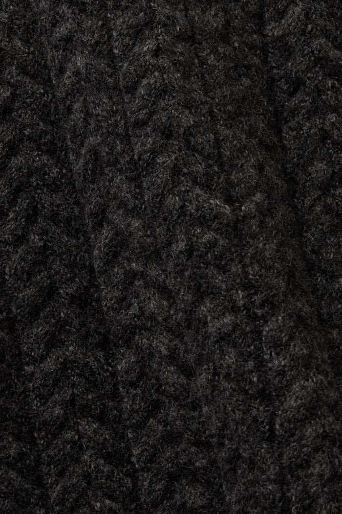 Pullover a girocollo in maglia intrecciata melange, BLACK, detail image number 6