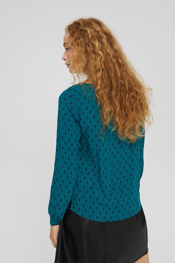 Blusa con stampa in LENZING™ ECOVERO™, EMERALD GREEN, detail image number 3
