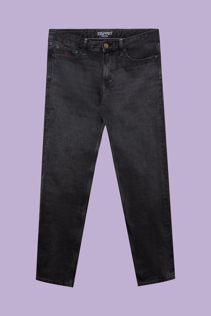 Jeans straight a vita media, GREY DARK WASHED, detail image number 7