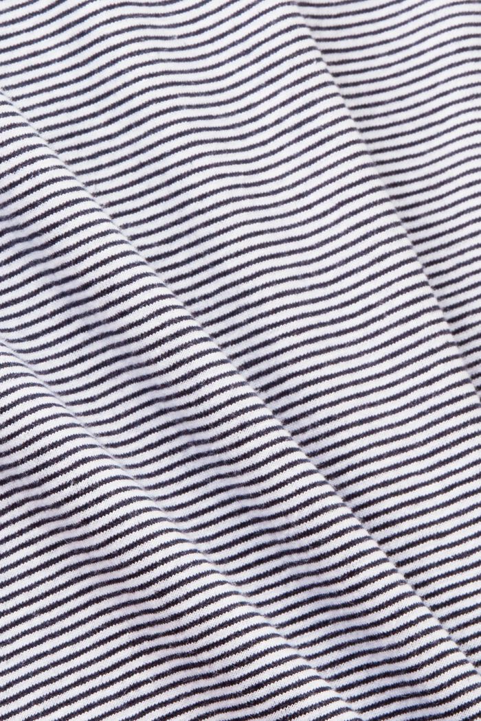 T-shirt in jersey a righe, misto cotone e lino, NAVY, detail image number 5