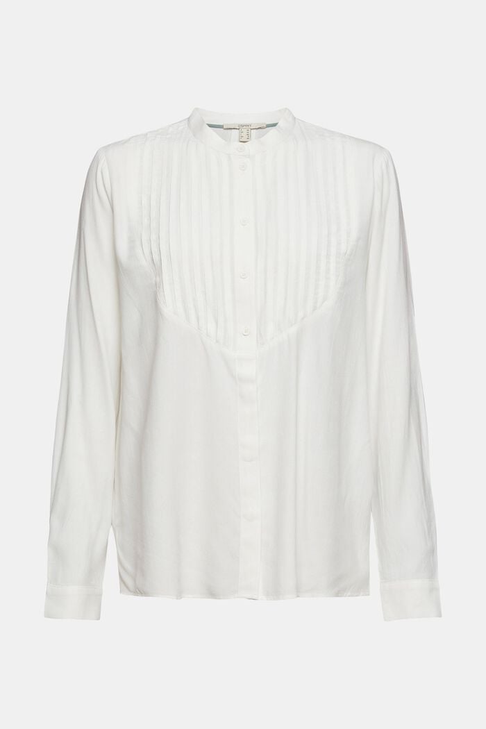Blusa con pieghe, LENZING™ ECOVERO™, OFF WHITE, detail image number 5