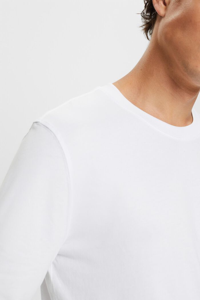 T-shirt girocollo a maniche lunghe, WHITE, detail image number 1