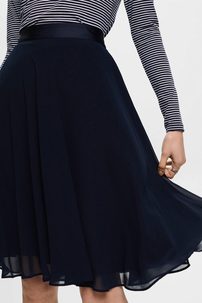 Gonna in chiffon lunga fino al ginocchio, NAVY, detail image number 2