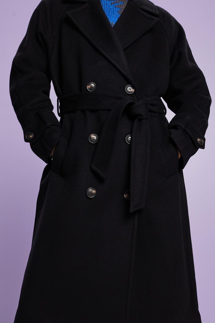 Cappotto a doppiopetto in lana e cashmere, BLACK, detail image number 2