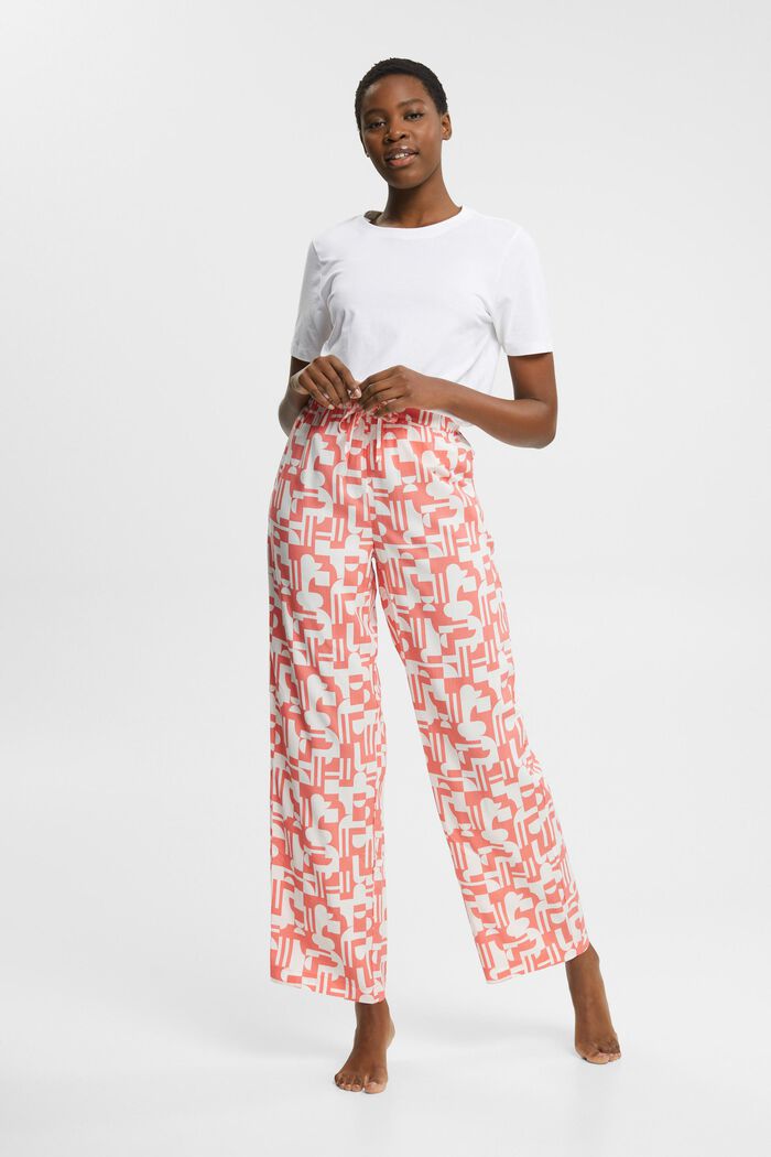 Pantaloni da pigiama cropped in LENZING™ ECOVERO™, CORAL, detail image number 1