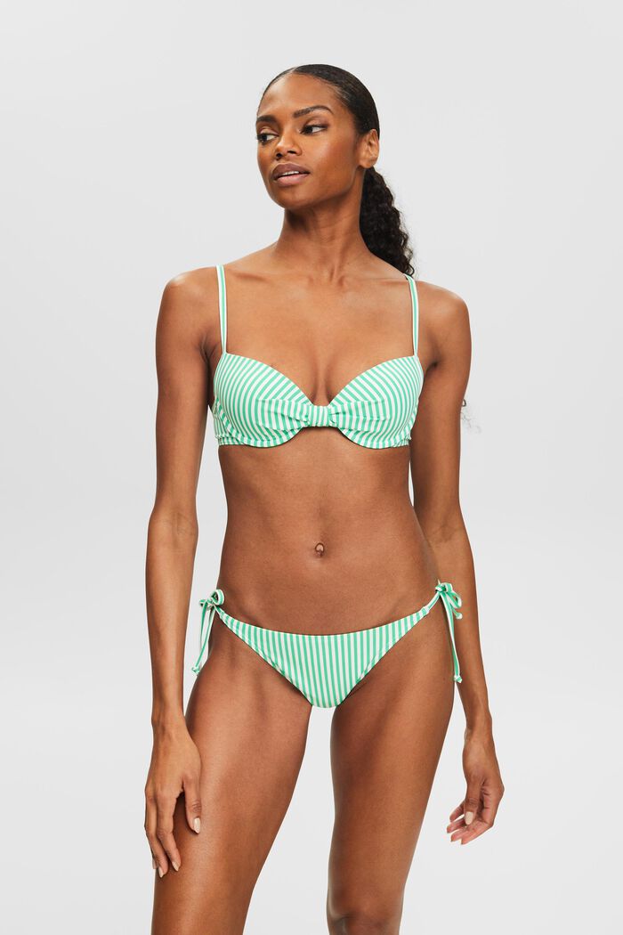 Top da bikini imbottito a righe, GREEN, detail image number 0