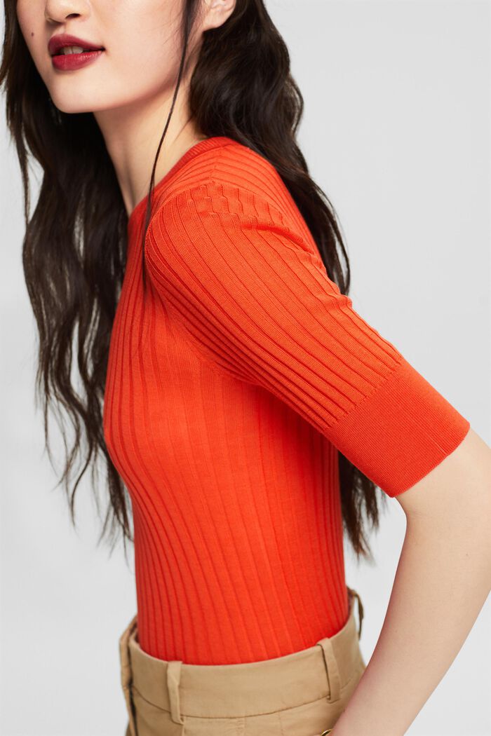 Pullover in maglia a coste, BRIGHT ORANGE, detail image number 3