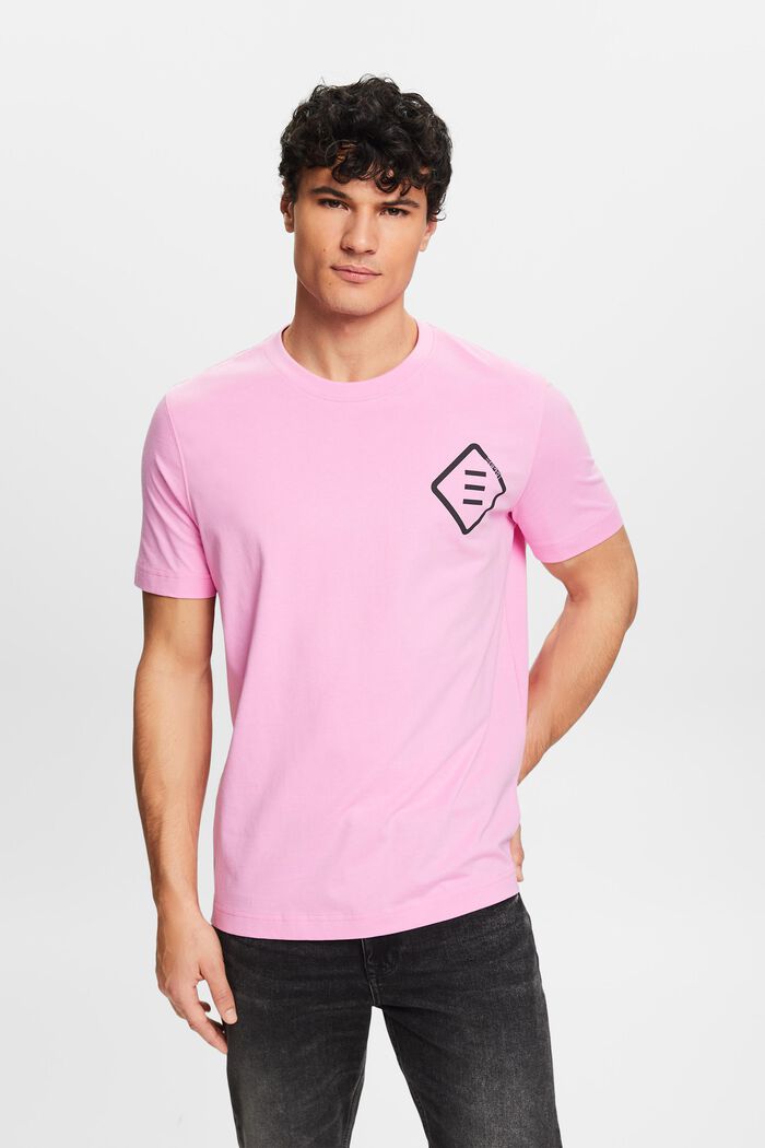 T-shirt in jersey di cotone con logo, PINK, detail image number 0