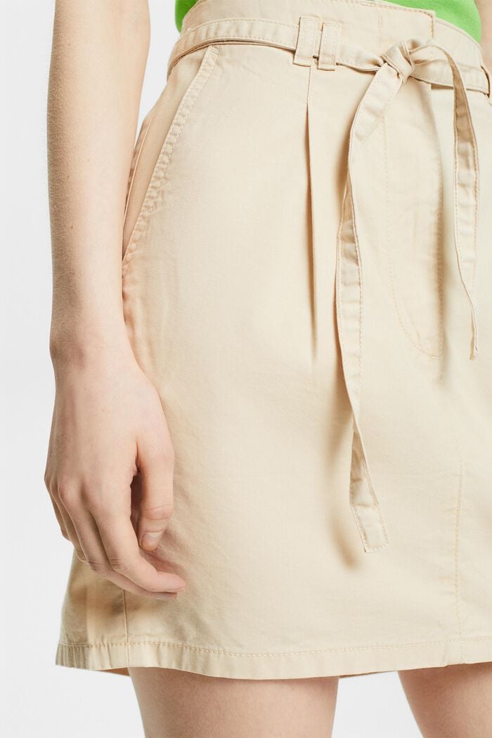 Minigonna chino con cintura, CREAM BEIGE, detail image number 4